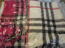 2 New Pashmina  Women’s  Plaid Multicolored Scarf Scarves  (H5K)