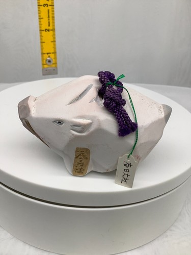 Japanese Clay Bell Ceramic Dorei Asian Antiques Kasuga boar 1.7x3.3x2.1inch - Picture 3 of 12