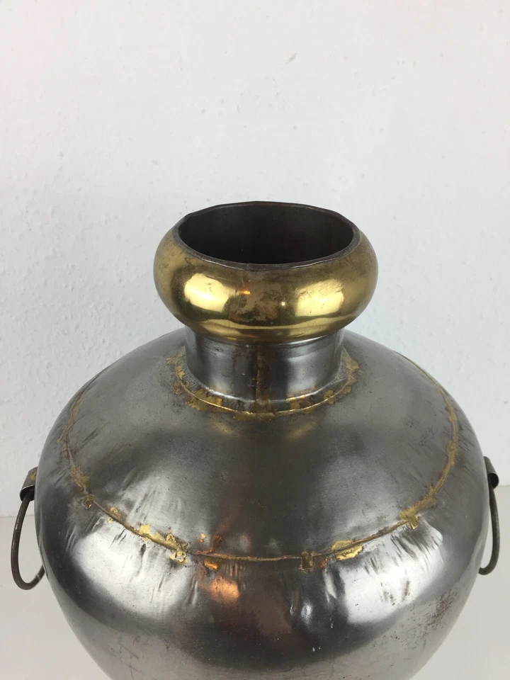 Blech Vase Indien silber Messing Handarbeit aus Rajasthan Deco antik 39 cm hoch. - Bild 2 von 4