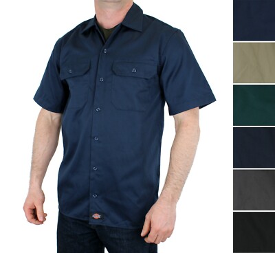 Dickie's Men's Work Shirts, Cotton Blend Short-Sleeved Shirts, Front Pockets