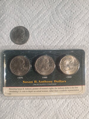 Susan B Anthony Dollars with wide rim US Mint Coin ''Brilliant Uncirculated'' 