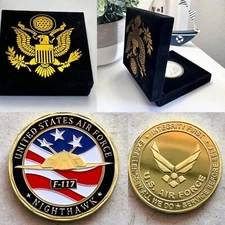 U S AIR FORCE F-117 NIGHTHAWK Challenge Coin With Special Velvet Case