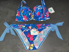 Ladies Rose Flag Blue  Red Bird Floozie Frost French Bikini 16 Bottoms 34DD Top