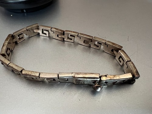 Mexican Sterling Silver Link Chain Bracelet Taxco TB-17* Modernist