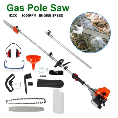52CC 9500rpm Pole Saw Pruner Pruning Saw Gas Powered Extend Wood Tree Trimmer
