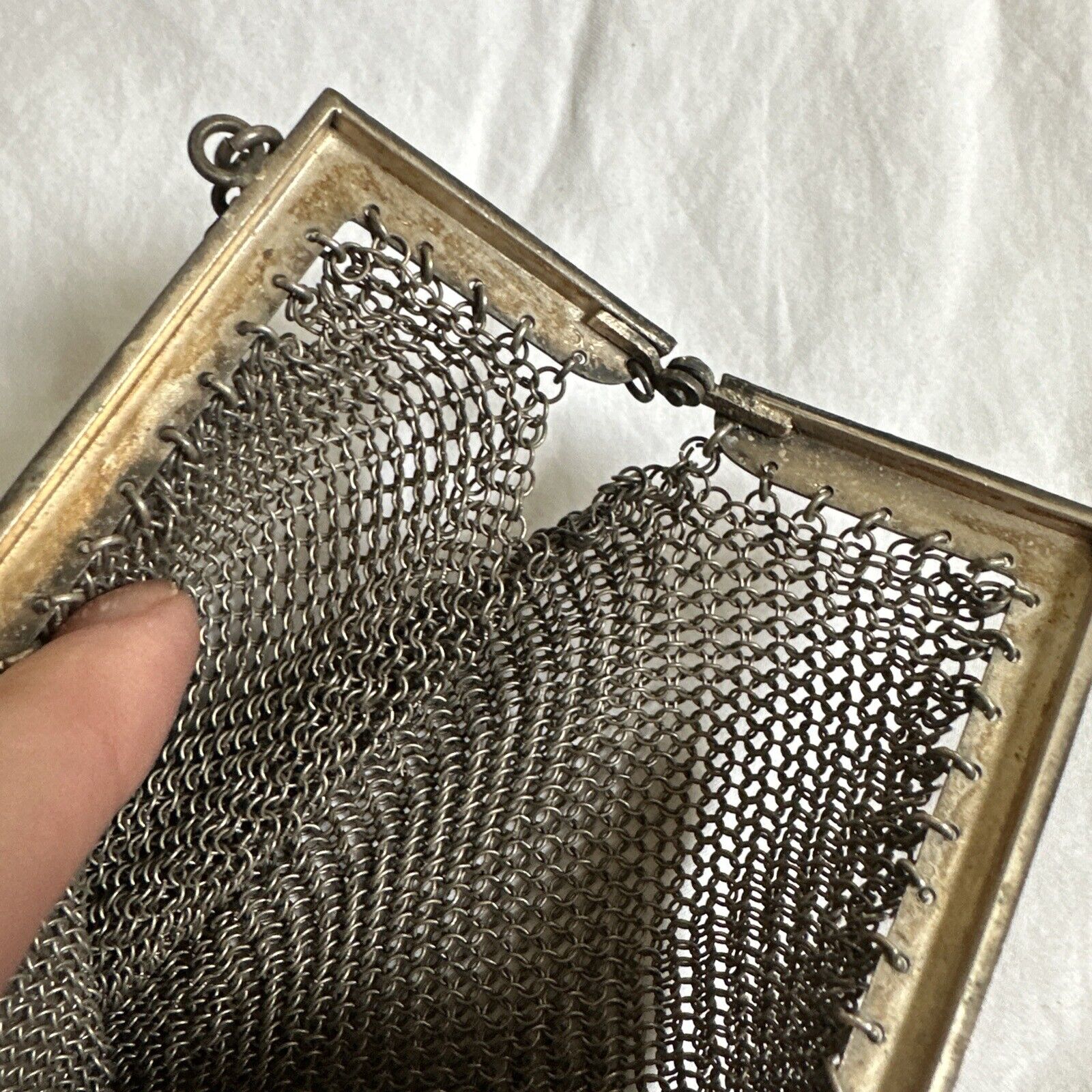 Antique Early 1900s German Silver Mesh Flapper Fl… - image 5