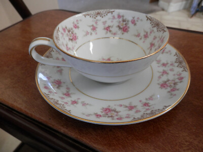 (2) Noritake 5506 CHARMAINE Pink Cup and saucer sets Japan 1954-62 free ship