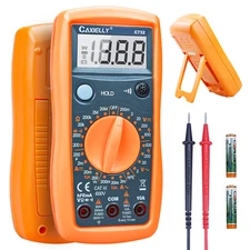 Multímetro digital antiquemaduras con doble fusible, prueba AC/DC, batería.