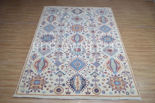 For Home Decor Floral Oriental Area Rug 9X12 Beige, Blue, Hand-Knotted Rug 4810 - Picture 9 of 9
