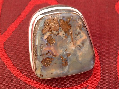Boulder Opal Ring - 30 x 27 mm - in Sterling Silber - 925 - Größe 59 - EXCLUSIV