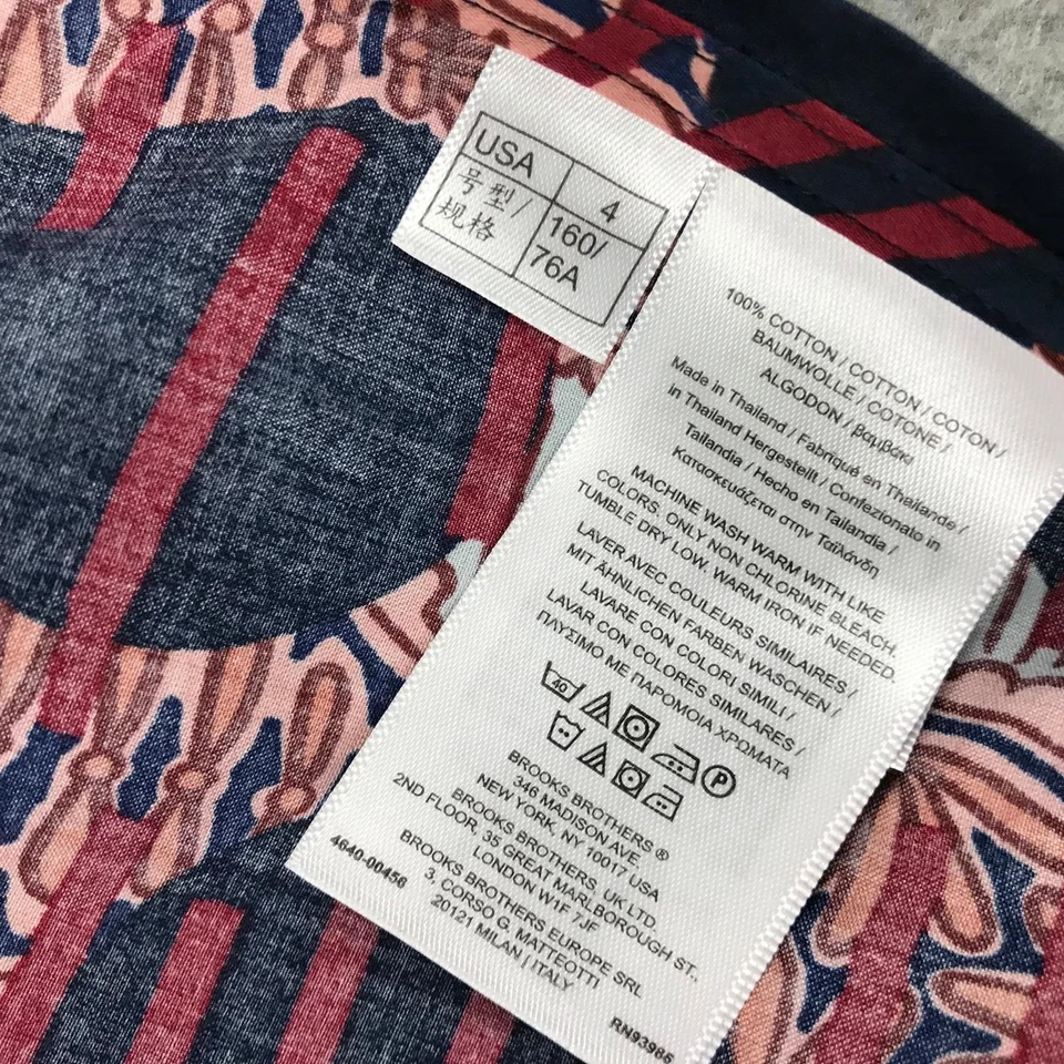 Camisa Brooks Brothers feminina 4 azul algodão ajustado top botão para cima mangas aba rolante - Imagem 4 de 4