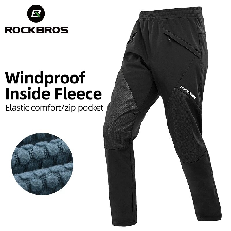 ROCKBROS Winter Cycling Pants for Men Thermal Fleece Windproof