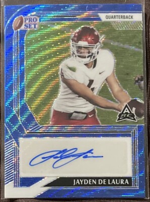 Jayden De Laura 2022 Pro Set Metal Auto Autograph Rookie RC Blue Wave /30