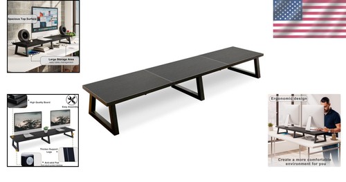 Multifunctional 42-Inch Black Monitor Riser - Ideal for Home Office Setup - Picture 2 of 8