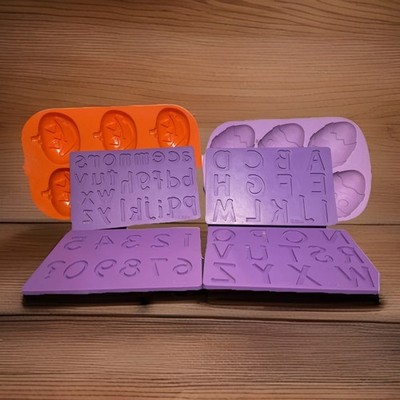 Wilton Silicone Molds Lot Of 6 Numbers Alphabet Easter Egg & Pumpkin