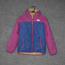 Eddie Bauer Reversible Puffer Jacket Kids L 14/16 Blue Purple Winter Snow Ski