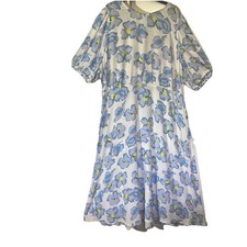 M&S Collection Floral A-Line Long Dress Ivory/Blue/Yellow UK 24 100% Viscose New