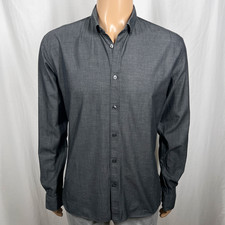John Varvatos Men's Size 16.5 Gray Slim Fit Long Sleeve Button-Up Dress Shirt