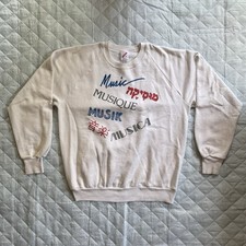 Vintage Late 80s Music Graphic Print Crewneck...