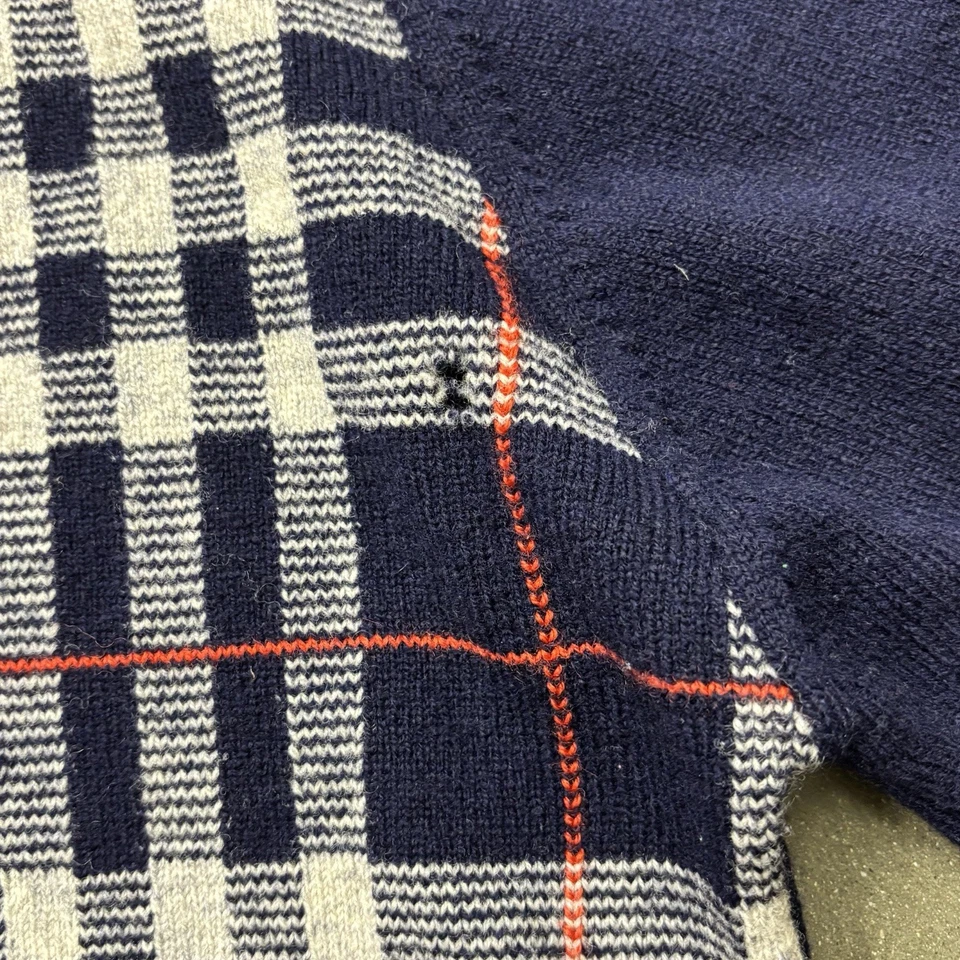 Cárdigan Suéter Vintage Años 80 Burberrys Azul Marino Cuadros Nova Talla M Foto 4 de 4