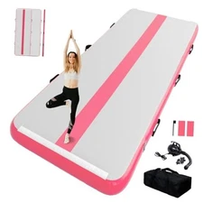  Inflatable Gymnastics Tumbling Mat Tumble Track 10ft×3.3ft×4inch Sailor Pink