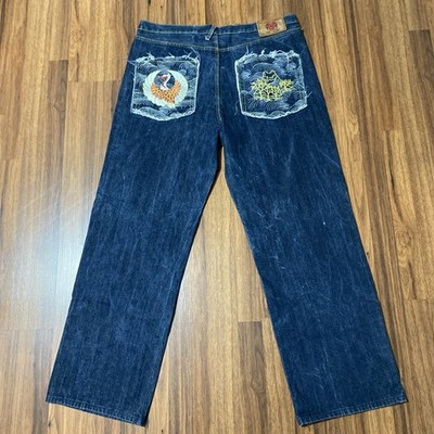 RMC Red Monkey Men's Denim Jeans Pants Crane Japanese Embroidered Blue 40x32.5