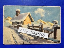 🔵 CARTOLINA ANTICA DISEGNATORE S.BONELLI QUADRO PAESAGGIO INVERNALE BELLA 😂