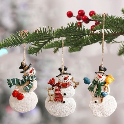Harz Christbaumschmuck Set 3 Stück Schneemann Strumpf Weihnachtsdeko