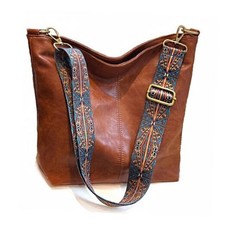 Hobo Bags Vegan Leather Crossbody Bag Guitar Strap Shoulder Purses with Brown