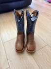 NEW Men’s Western Cowboy Boots Square Toe Size 11.5 Color Brown And Blue Leather — photo 3