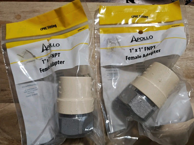Lot of 2 Apollo 1 in. x 1 in. CPVC CTS Slip Stainless Steel FPT Adapters