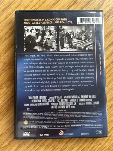 THIRD FINGER, LEFT HAND--MYRNA LOY & MELVYN DOUGLAS (DVD, 1940) Warner Archive - Foto 4 di 10