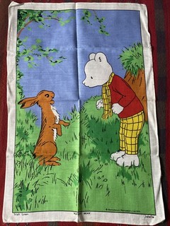 Vintage ‘Rupert Bear’ Tea Towel Irish Linen. Unused 20in X 30in.
