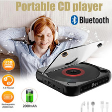 Portable CD Player Bluetooth Speaker Rechargeable Stereo Player for Home Travel