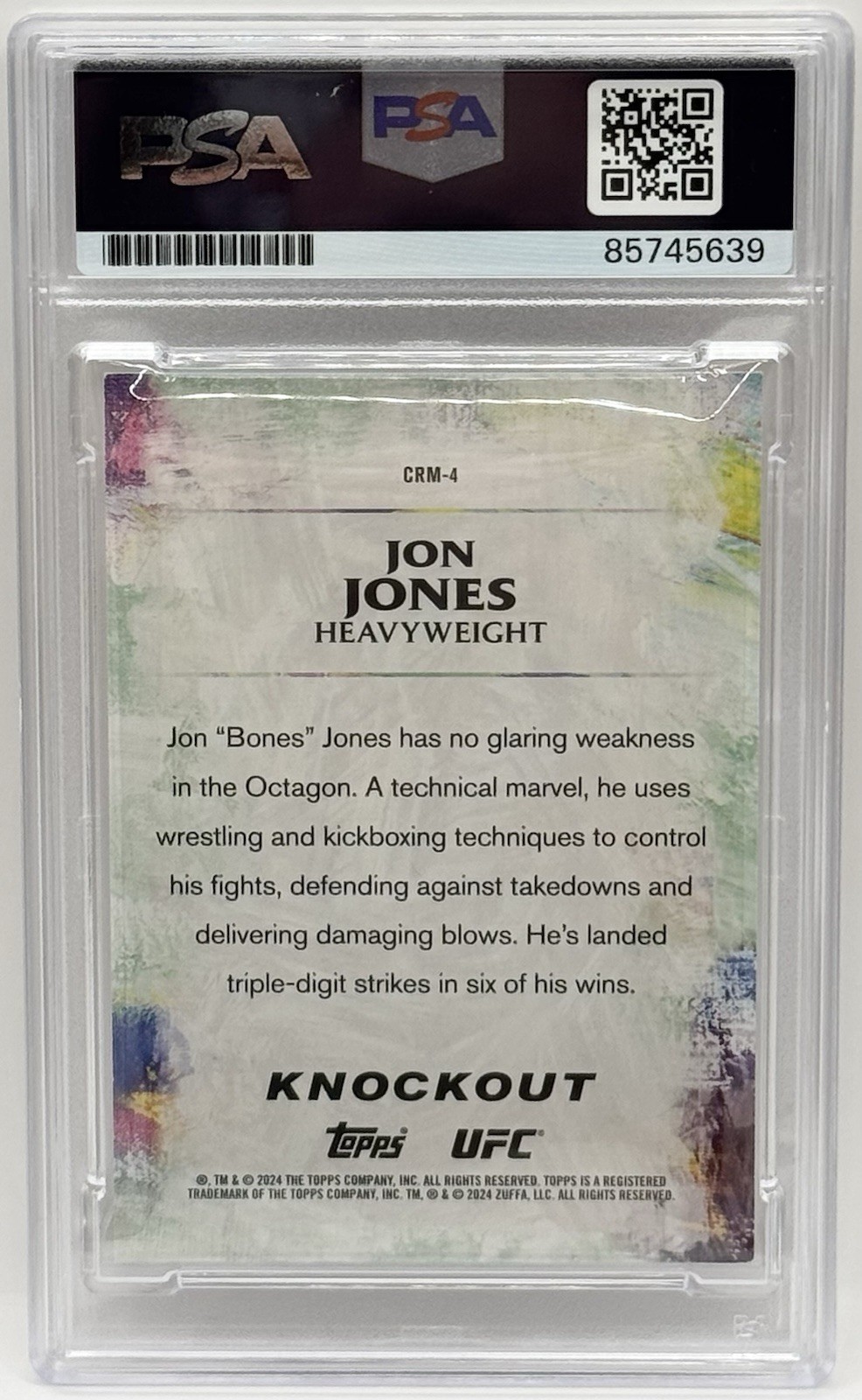 Jon Bones Jones Signed 2024 Topps Knockout Craftmasters UFC Card PSA/DNA Slabbed view 2