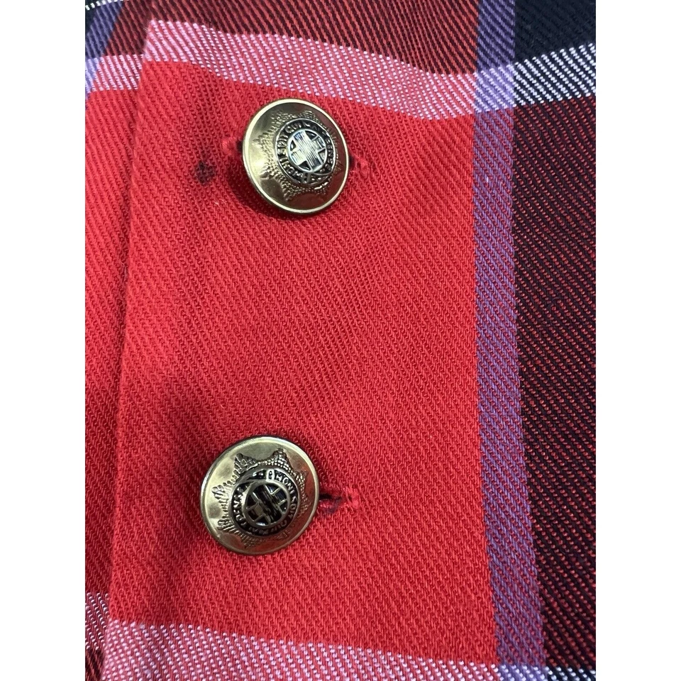 Chaleco Vintage Años 80 Rojo Negro Tartán Cuadros Terciopelo Solapa Gótico Punk Mujeres Talla Grande Foto 4 de 4