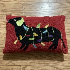 Vintage Dachshund Wiener Dog Christmas Lights Holiday Throw Pillow