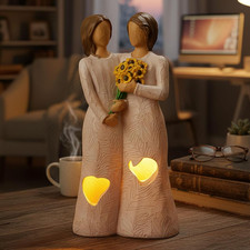 Friendship Gifts for Women Friends Resin Tealight Holder Statue with Flickering