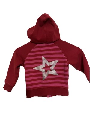 VTG American Girl Youth Full Zipper Hoodie Jacket Size 6 Pink Red Stripes Star