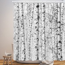 Birch Trees Shower Curtain Gray Tree Bathroom Decor Winter Birch Forest Bath ...