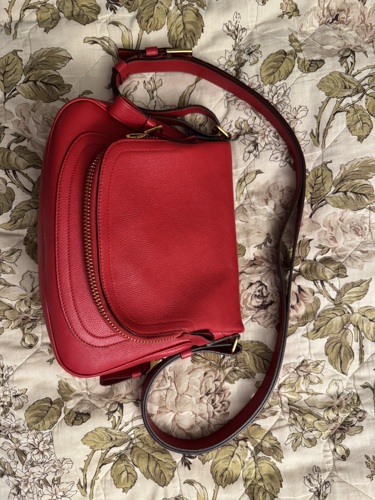 Tom Ford Solid Red Leather Shoulder Crossbody Bag - image 13