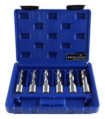 Accusize 0519-5002 HSS Fully Ground Weldon Shank Drill Set 6 Pc 2'' Depth