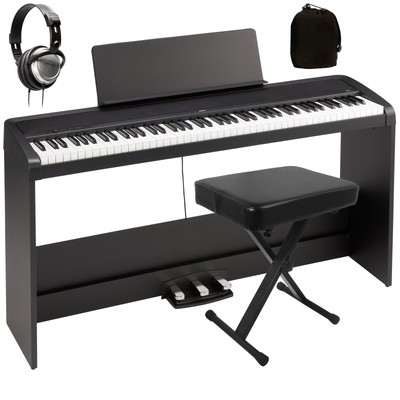 Korg B2+ Digital Piano with Stand and Pedals - Black COMPLETE HOME BUNDLE