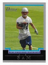 2004 Bowman Rookie P.K. Sam New England Patriots Football Card #211 RC. rookie card picture