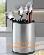 360° Rotating Kitchen Utensil Holder  - Extra Large Stainless Steel Easy Clean