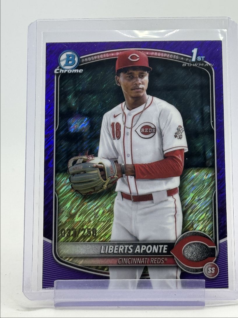 LIBERTS APONTE 2025 BOWMAN CHROME 1ST PURPLE SHIMMER REDS /250 Q1739