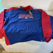 New York Giants NFL Team Apparel Fleece Jacket Blue Red 2XL 1/4 Zip Pullover NOS