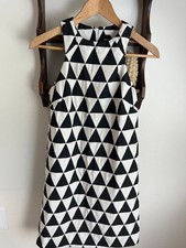 ASOS black and white geometric sleeveless shift dress, US size 2