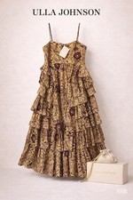 Ulla Johnson Avery Gown Dress Size 14 Amber Floral Tiered Ruffle Maxi Boho NWT