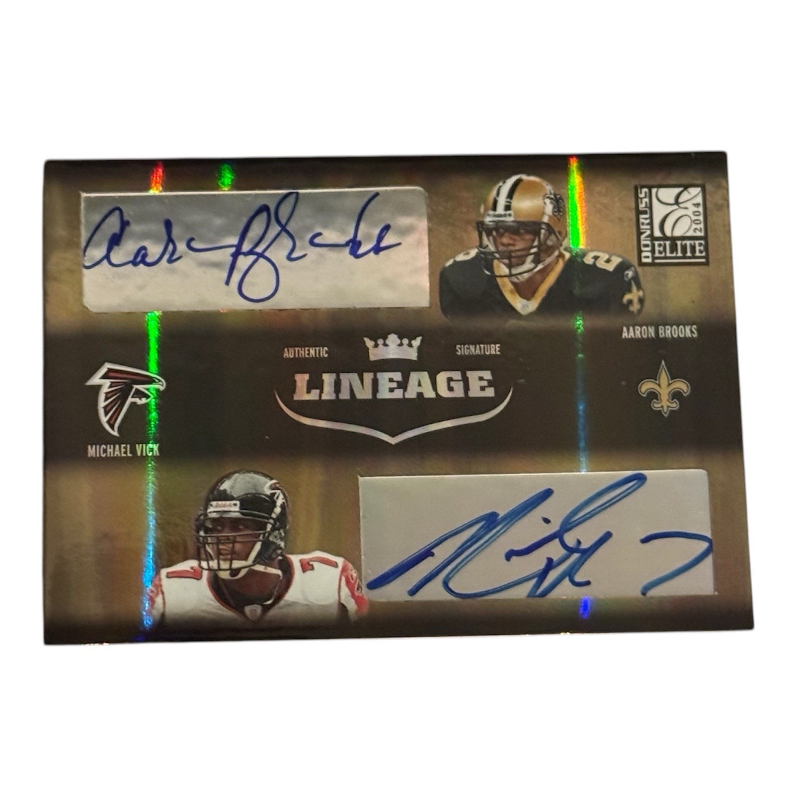 2004 Donruss Elite - Lineage Michael Vick, Aaron Brooks #L-1 Autographs /100...